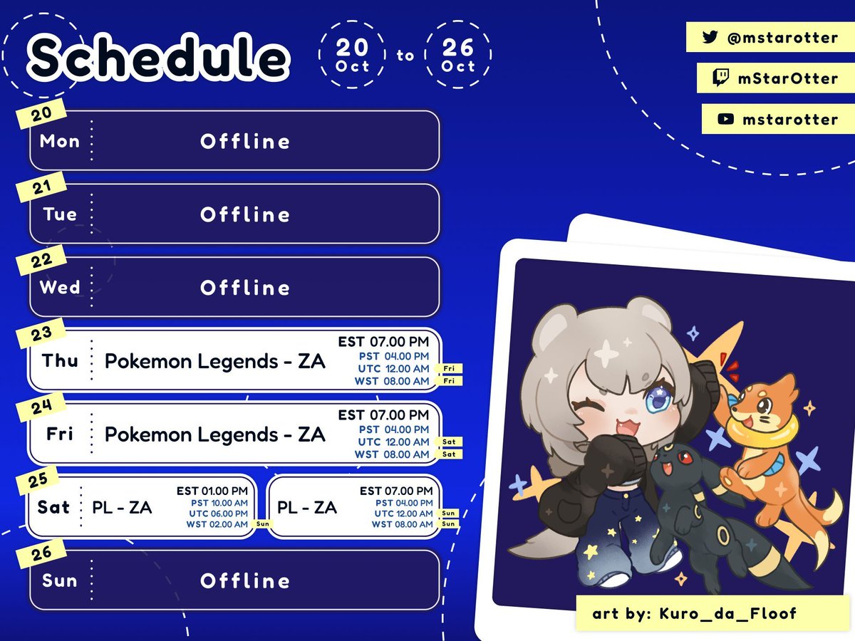 With my new job the stream schedule can be more solidified, yay! Regular streams on Thursdays-Saturdays starting at 7pm EST.