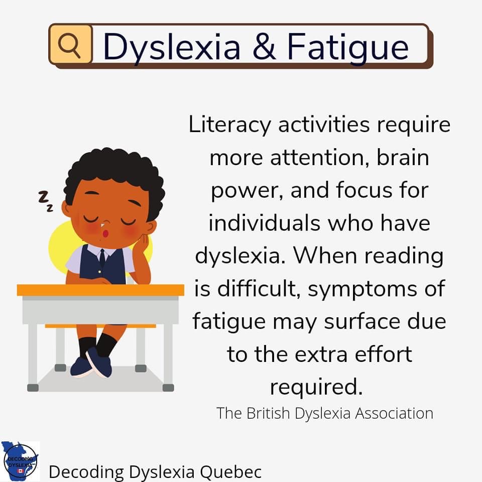 Fatigue can look like; refusal to work, lack of motivation, acting out, tiredness, inattention, headaches, eye strain, inability to maintain posture doing desk work, eloping, disrupting, tears/anger, clowning, anxiety &amp; more. Think about a tackling a struggle 24/7. Empathize.