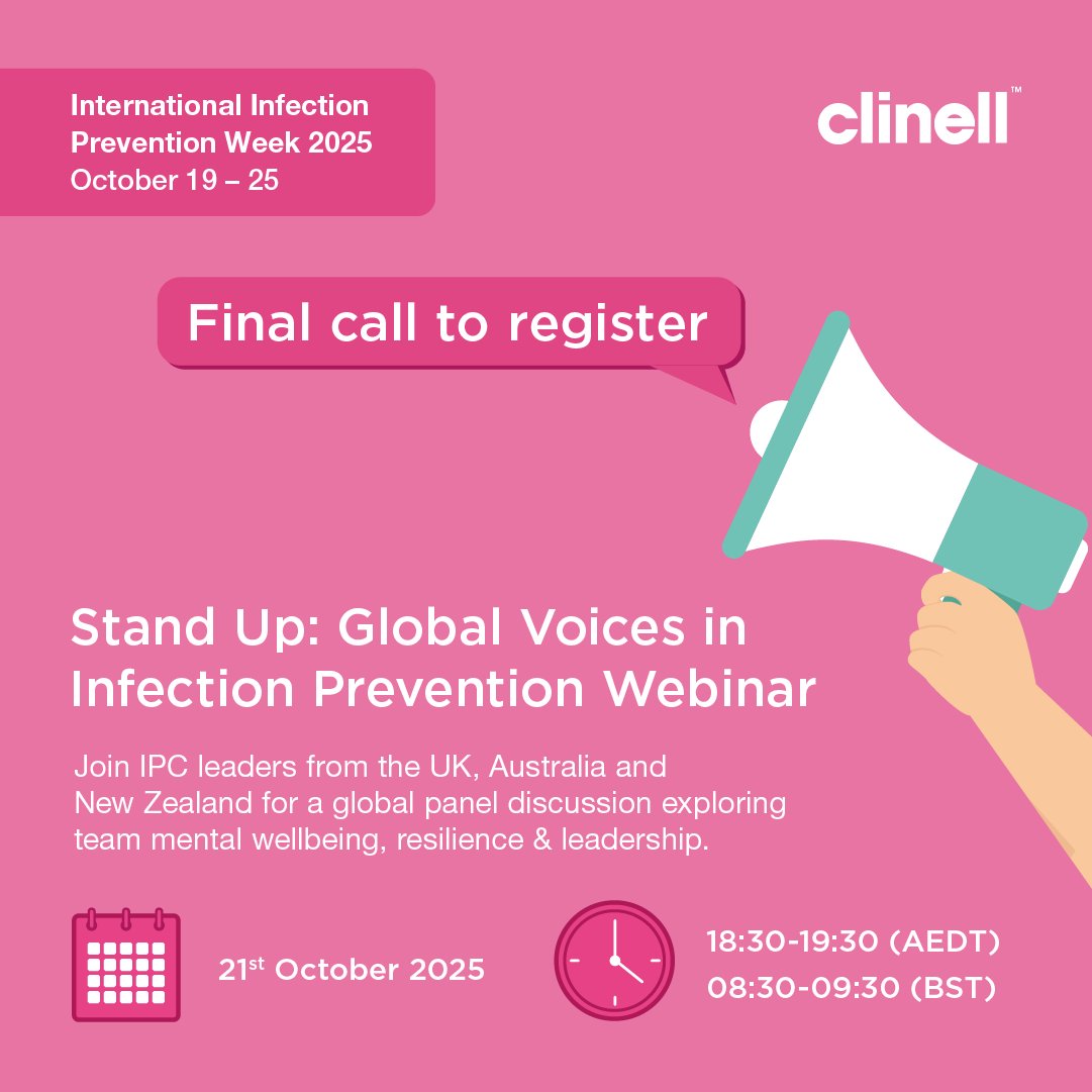 ⚠️Only 24 hours left! 
Join global leaders for an insightful #IIPW2025 panel on leadership, resilience &amp; wellbeing.
October 21 | 18:30-19:30 AEDT / 8:30-9:30 BST
Register now: us06web.zoom.us/webinar/regist…
#IIPW2025 #InfectionPrevention #Wellbeing #IPCMission #GAMAHealthcare #Clinell