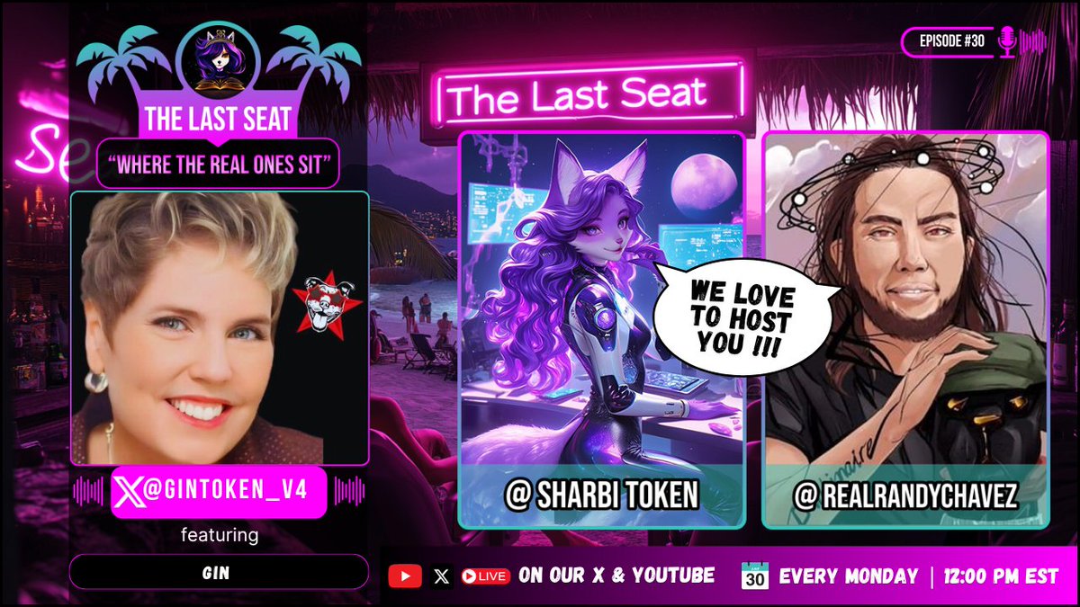 🔥 THE LAST SEAT #30 — MONDAY LIVE! 🔥
We’re bringing cosmic energy to the mic with <a href="/gintoken_v4/">🤩Gin⚡️</a> joining us to talk <a href="/StarDawgs/">StarDawgs</a> , crypto culture, and everything Web3! 🚀🐺💫

🎤 Hosted by <a href="/SharbiToken/">Sharbi</a>
💥 Co-hosts: <a href="/RealRandyChavez/">Randy Chavez ⭕</a> &amp; <a href="/alldldupcrypto/">Alldldupcrypto</a>
📅 OCT 20 | 12:00 PM EST
📍 LIVE