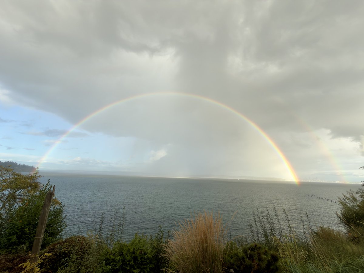 halbringman's tweet image. What a good omen for Seattle @Mariners !!! Double rainbow eminating from @TMobilePark over the entire Puget Sound!!! 

#SeizeTheMoment @espn @KSeattleWeather