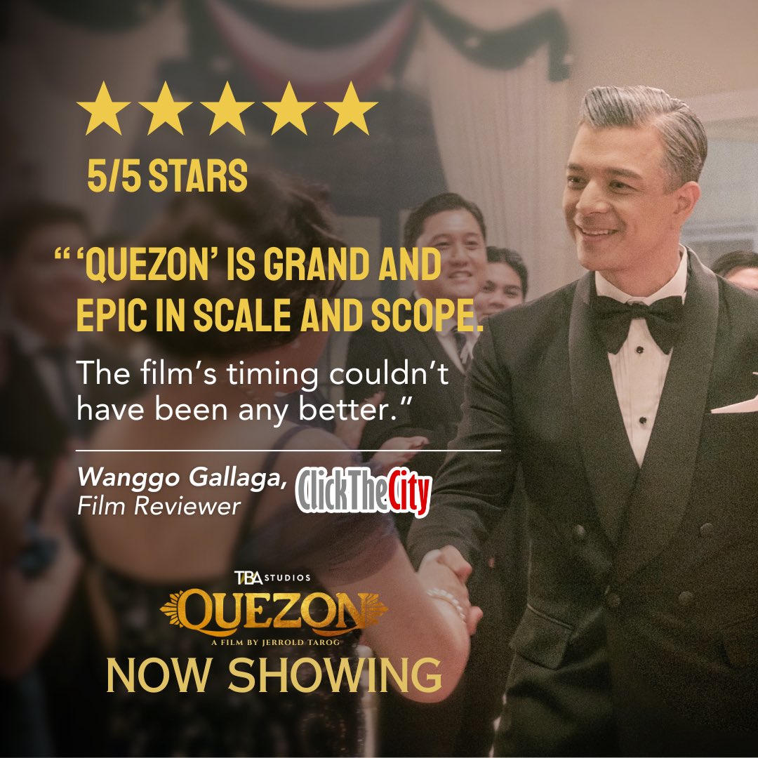 GRAND AND EPIC IN SCALE AND SCOPE! 🍿

Quezon is NOW SHOWING in 300 cinemas nationwide.❤️‍🔥

#Quezon #TBAStudios #Bayaniverse #BestSeenInCinemas #JerichoRosales