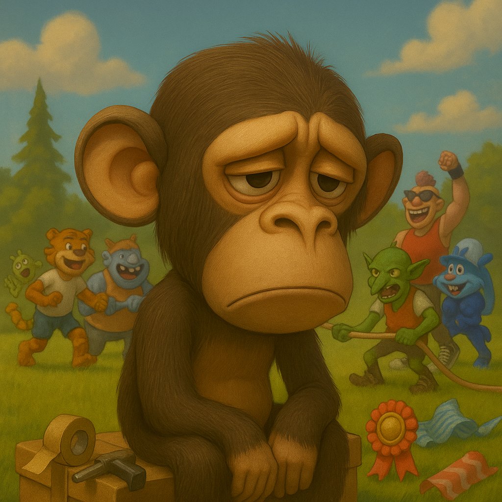 JOKOROT 🍌 🦍 ARTIST, FOUNDER, CURATOR 🍌 (@jokorot) on Twitter photo This poor, lonely little apey's sadness would be fixed immediately if he got a tix to <a href="/GoApeGames/">ApeGames</a> - the place where strangers meet and become friends forever immediately by playing together, the way we did as kids.
No ticket? No problem. Get yours here: boredip.com/products/apega… This poor, lonely little apey's sadness would be fixed immediately if he got a tix to <a href="/GoApeGames/">ApeGames</a> - the place where strangers meet and become friends forever immediately by playing together, the way we did as kids.
No ticket? No problem. Get yours here: boredip.com/products/apega…