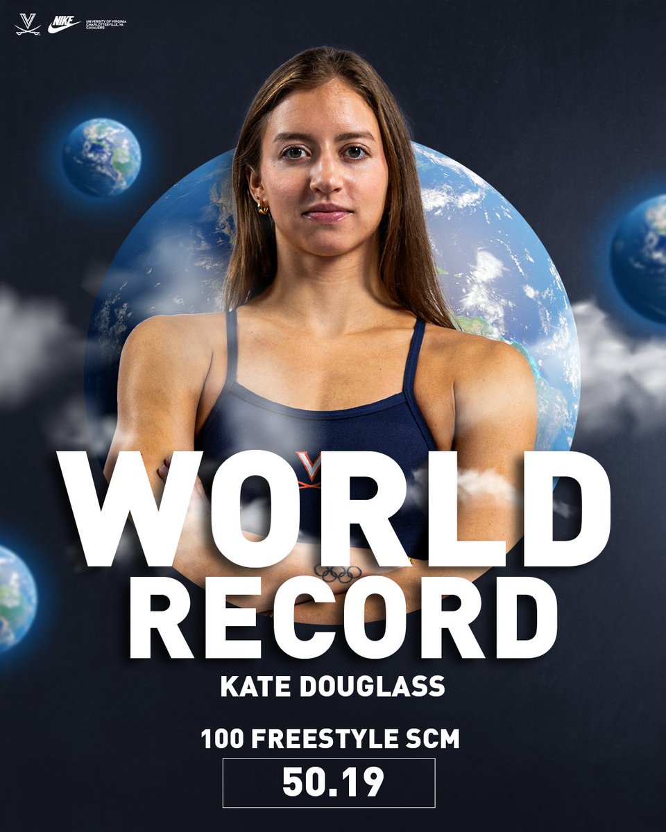 🌍 𝐖𝐎𝐑𝐋𝐃 𝐑𝐄𝐂𝐎𝐑𝐃 🌏
Kate Douglass breaks the world record in the 100 Free SCM with a 50.19 #UnitedByRacing #GoHoos