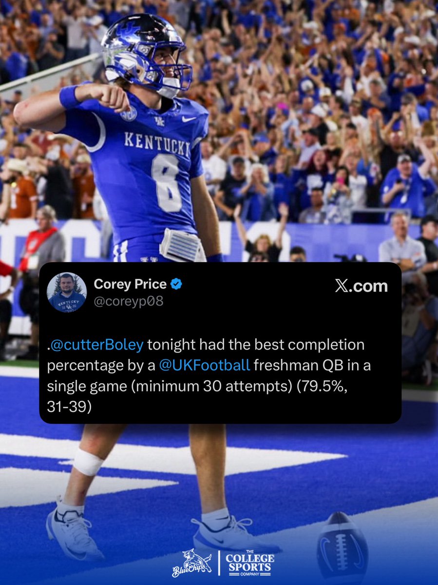 BlueChipsBBN's tweet image. Whatever happens with Kentucky Football… we have to keep Cutter at all costs.
Last night you saw him mentally comfortable as QB1 on a big stage for the first time and he put on a show.