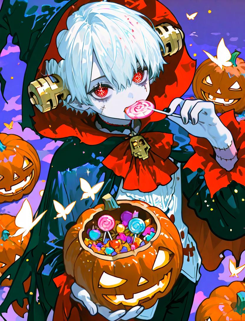 #ハロウィンブロカント

ん？おまえもたべたいのか？

フランケンシュタイン×お菓子
怖く作ってみたかったけど可愛い仕上がりに😂😂😂

Spellai
天才モード
〈 スタイル×テーマ 〉
イラスト下書き×ドーパミンカラー(ベクターレッド+ベクターブルー)