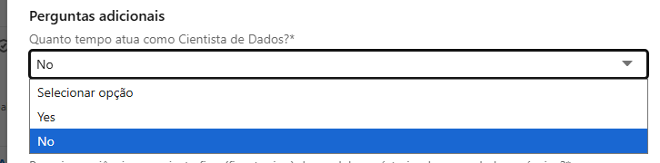 Adoro me candidatar para vagas