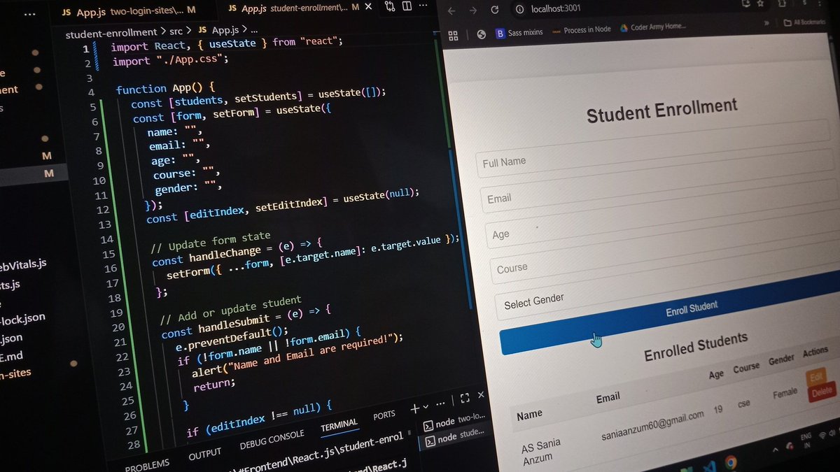 Zx_miss_lassie_'s tweet image. Day 54 to 57/100 of #100DaysOfCode in sigma8.0 batch by
@ApnacollegeX @AmanDhattarwal sir, @ShradhaKhapra_ mam.
🎯 I had finished my college task using (react.js)
✅Two-sites-login
✅ student enrollment
✅portfolio website
✅Hospital website
#practice
#reactjs