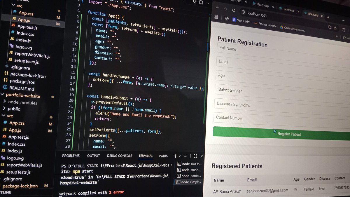 Zx_miss_lassie_'s tweet image. Day 54 to 57/100 of #100DaysOfCode in sigma8.0 batch by
@ApnacollegeX @AmanDhattarwal sir, @ShradhaKhapra_ mam.
🎯 I had finished my college task using (react.js)
✅Two-sites-login
✅ student enrollment
✅portfolio website
✅Hospital website
#practice
#reactjs