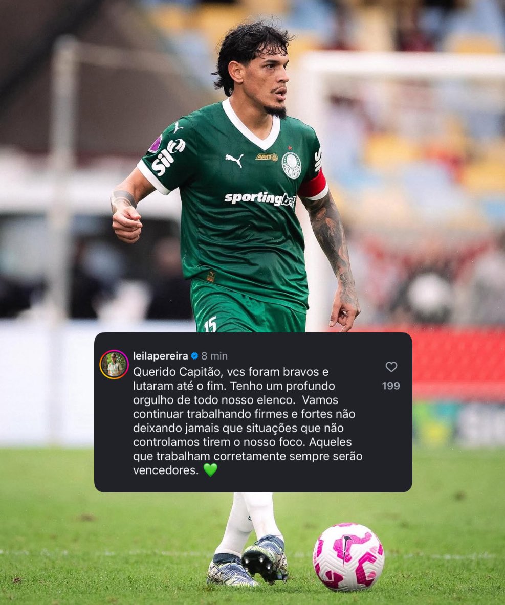 “Não deixando jamais que situações que não controlamos tirem o nosso foco. Aqueles que trabalham corretamente sempre serão vencedores”

Leila no post do Gomez 👀