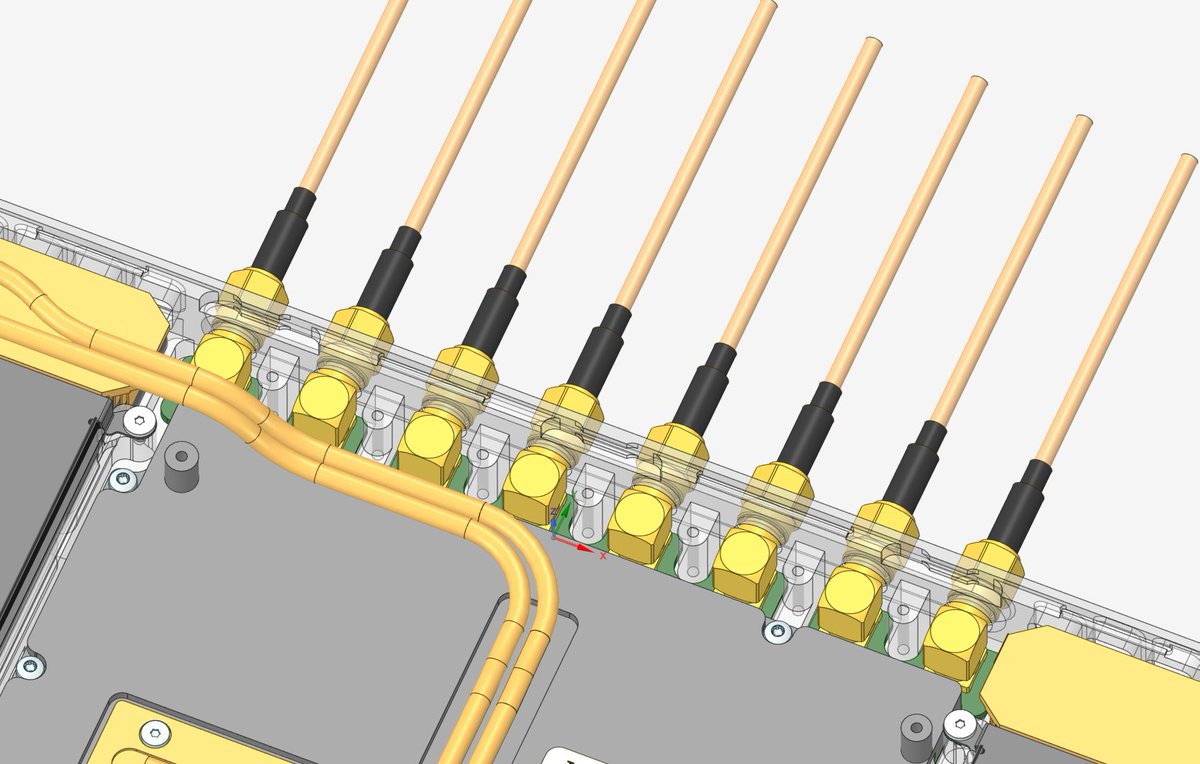 QVHenkel's tweet image. I had to combine the PA and AFE in the Framework laptop SDR. The split approach took too much space away from the filter banks. Although less modular, the new implementation allows for 4x RX and 4x TX, and is a much cleaner mechanical integration. I also switched to skived…