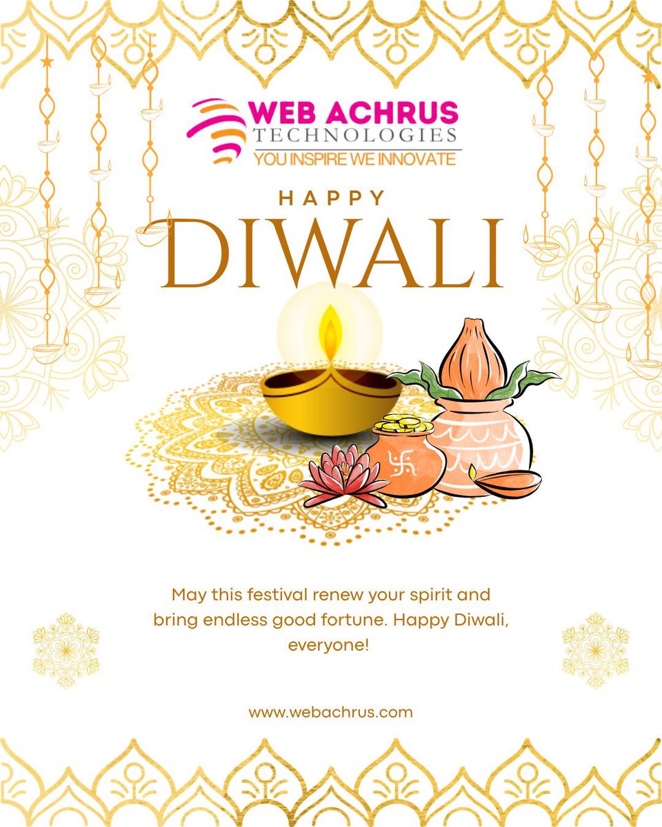 Web Achrus Technologies (@webachrus) on Twitter photo 🎆✨ Happy Diwali from Web Achrus Technologies! ✨🎆
This Diwali, let’s light up not just our homes — but also our digital presence! 💻🌟
At Web Achrus Technologies, we believe every spark of creativity can turn into a glowing success online
#HappyDiwali #WebAchrusTechnologies 🎆✨ Happy Diwali from Web Achrus Technologies! ✨🎆
This Diwali, let’s light up not just our homes — but also our digital presence! 💻🌟
At Web Achrus Technologies, we believe every spark of creativity can turn into a glowing success online
#HappyDiwali #WebAchrusTechnologies