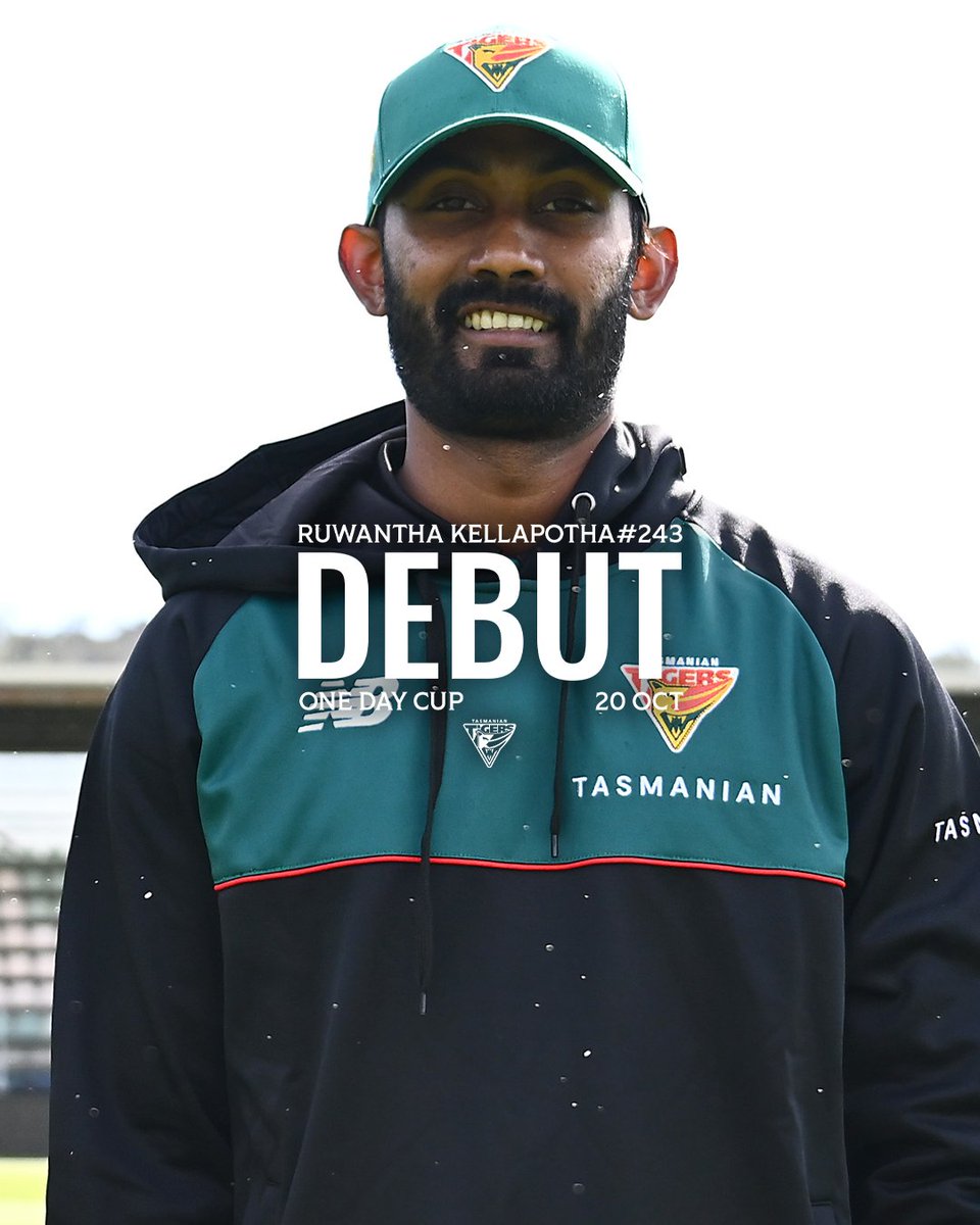Ruwantha Kellapotha becomes the latest Tasmanian Tiger One Day Cup Debutant and receives cap #243!