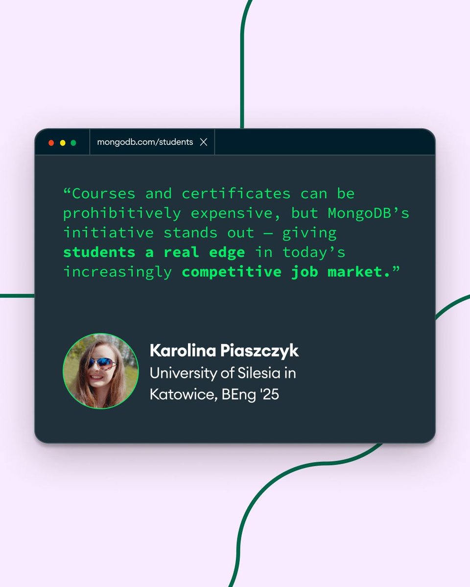 cassianobein's tweet image. Shoutout to students around the world using the @MongoDB @github Student Pack to build what’s next with an AI ready database.
Know someone building their tech stack or enhancing their resume with certifications? Tag them to share these perks. 👇
mongodb.social/6014A4LJG
