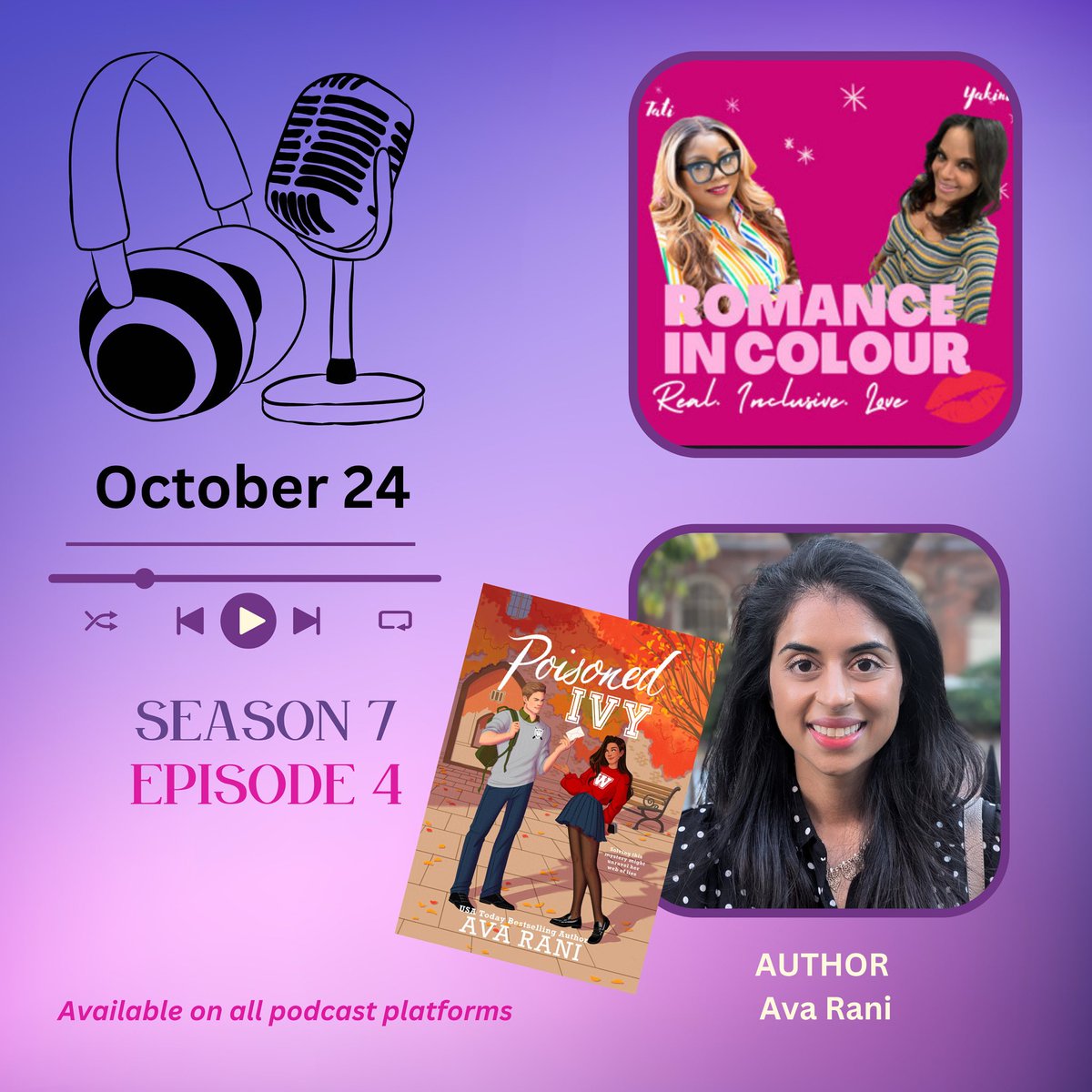On the podcast this week we have author Ava Rani! We cannot wait to talk about the beauty of her Indian American love stories infused with humor and spunk! Tune in Friday wherever you get your podcasts