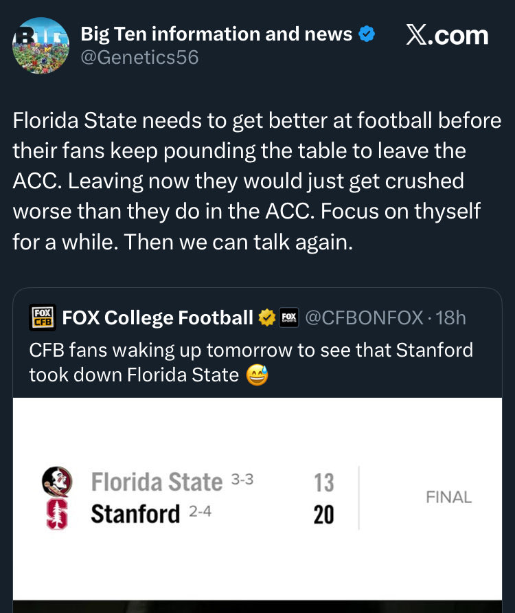 Whiplash! 

Florida State fanbase has figured this guy out.