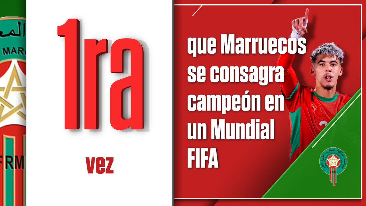 SC_ESPN's tweet image. ¡¡EL SUB-20 LO HIZO!! ¡¡MARRUECOS LE GANÓ LA GRAN FINAL A ARGENTINA Y SE QUEDÓ CON EL PRIMER MUNDIAL FIFA DE SU HISTORIA!!