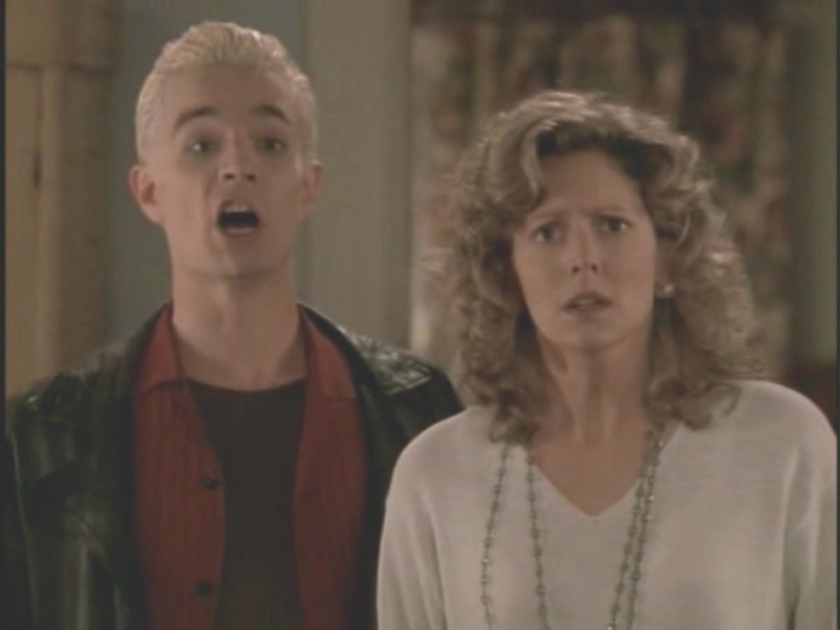 jamie_marsters's tweet image. Pic of the Day: #Joyce: "I'll stake you myself." 

#Spike: "You're a very bad man." 

The undeniable duo that is James Marsters Spike &amp;amp; Kristine Sutherland's Joyce in #Buffy 3.8 "Lovers Walk" 

@JamesMarstersOf #JamesMarsters @theksutherland #KristineSutherland #BtVS #DynamicDuo