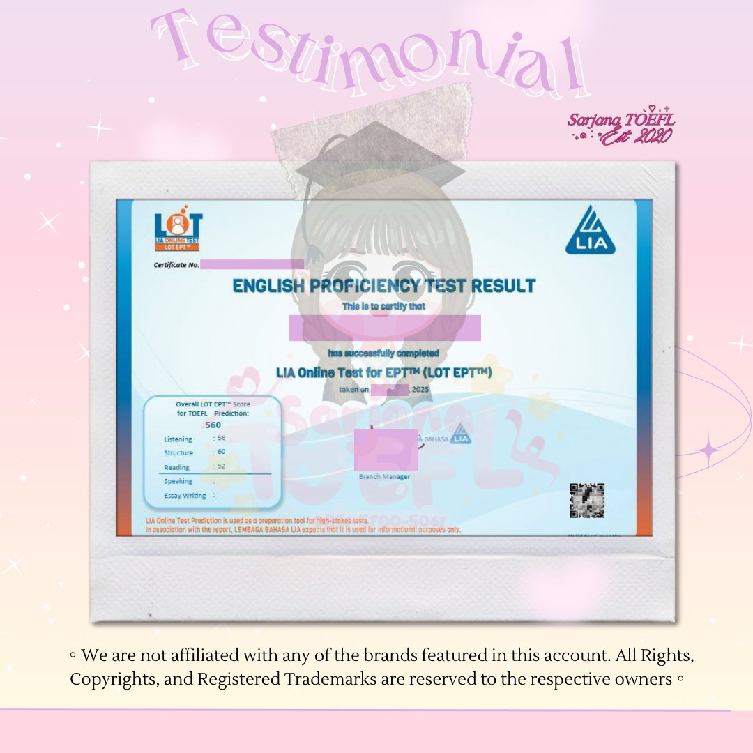 eclaiq's tweet image. ꒰𝟺𝟼𝟶𝟻-𝟺𝟼𝟶𝟽꒱ EPT LIA Online 💻
Kita bantu untuk pengerjaan tesnya yaa. Pastinya sertifikat resmi & terverifikasi ⛺️