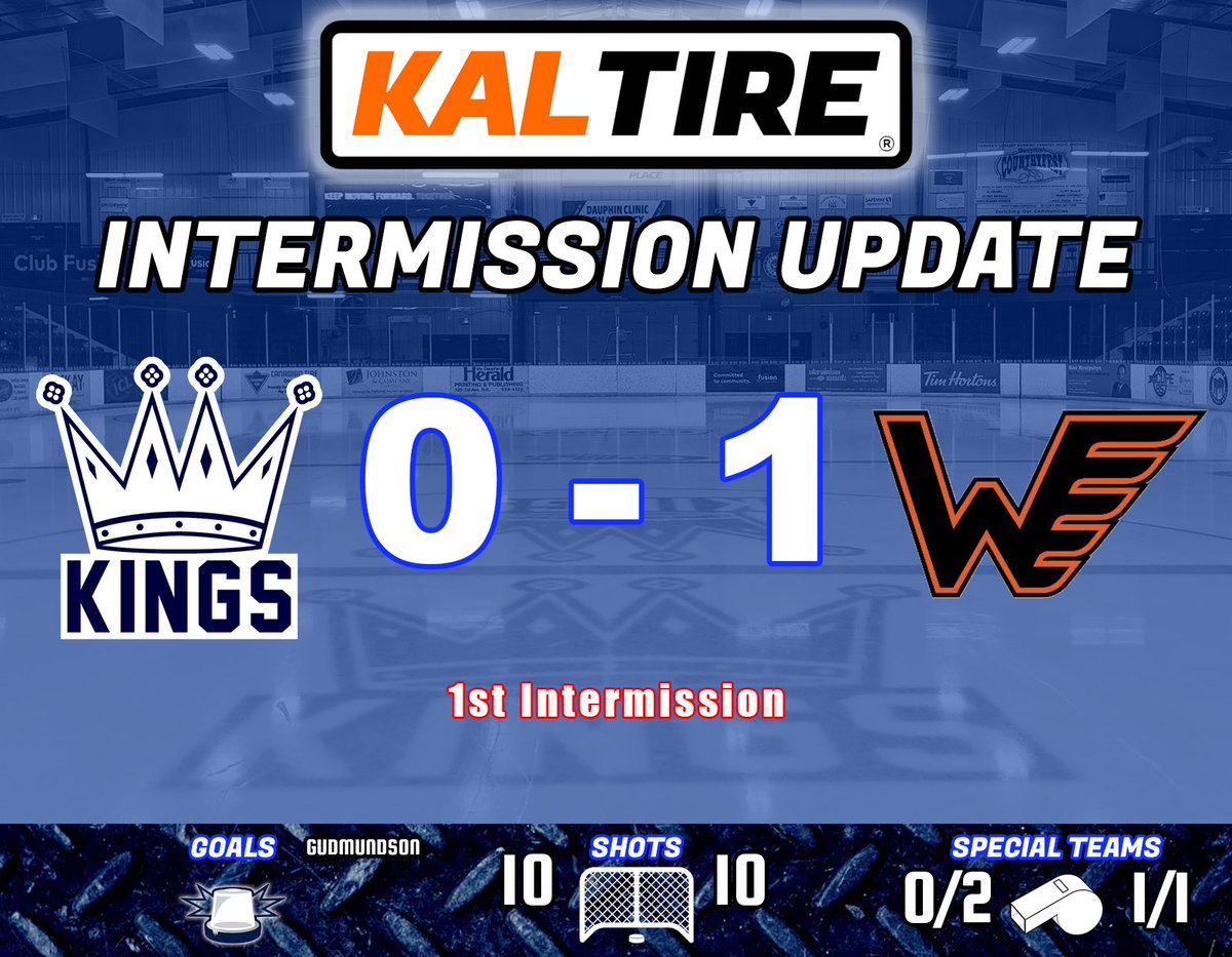 Kings down a goal after 20 minutes in Winkler. 

#MJHL #ForTheCrown 👑
