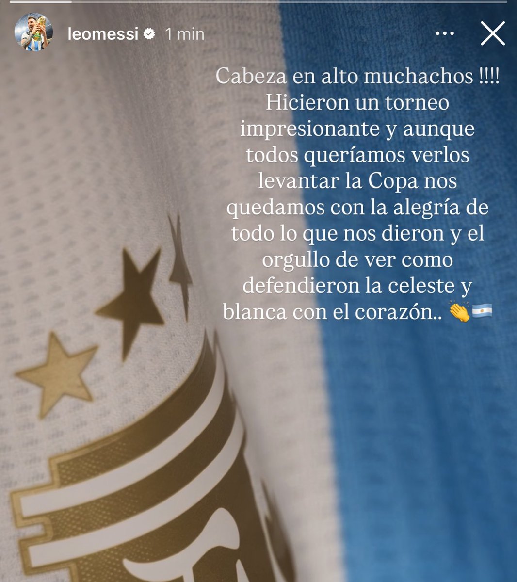 Messismo10's tweet photo. Las palabras de Messi para los chicos de la SUB-20, vía Instagram. https://t.co/BFmLey6zY9
