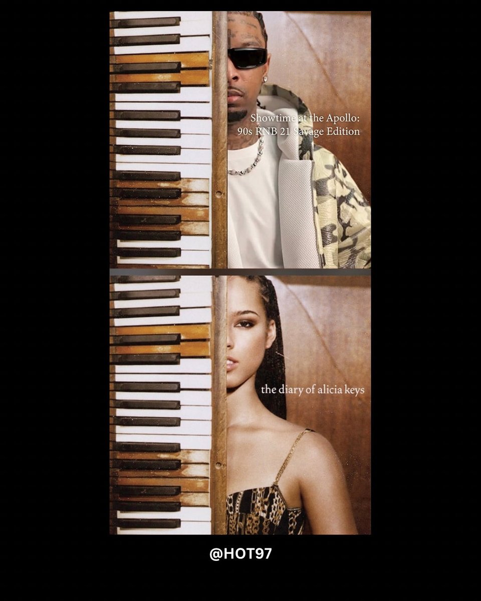 HOT97's tweet image. #21Savage pays tribute to classic ’90s R&amp;amp;B by inserting himself onto legendary album covers once graced by icons like #Aaliyah, #KeithSweat, #TevinCampbell, and more!