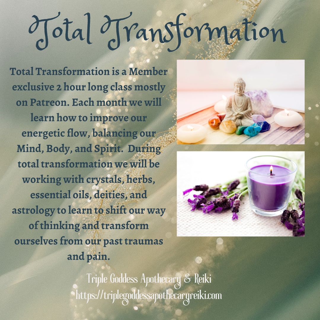 triplegoddessa1's tweet image. In Total Transformation, you will learn how to improve your energetic flow, balancing your mind, body, &amp;amp; spirit. A Patreon Exclusive Program. patreon.com/TripleGoddessA… #triplegoddessapothecaryandreiki #totaltransformation #rowanravenwolf