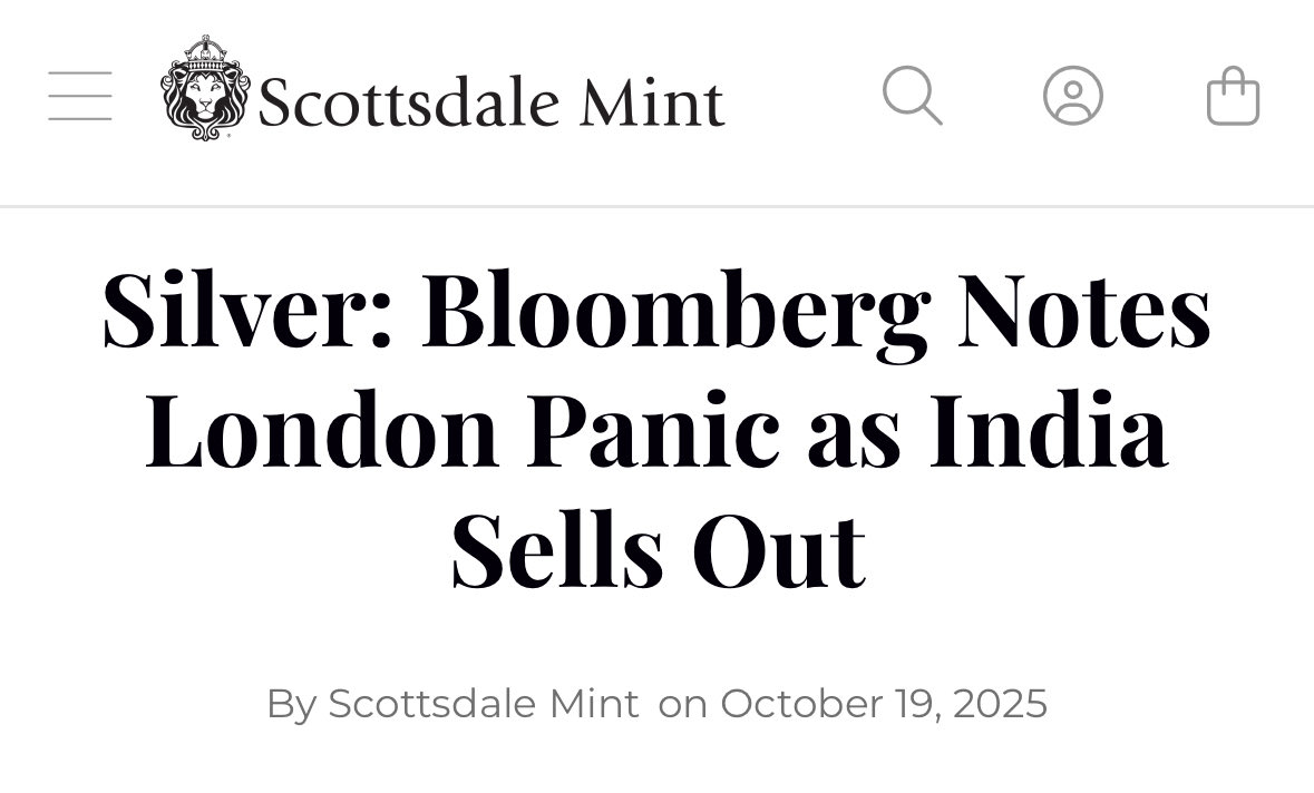 🚨 BLOOMBERG: #SILVER “SOLD OUT IN INDIA. HOW THE SILVER MARKET BROKE.”

What happens when 1.4 BILLION Indians discover not everything is part of the ‘on-demand’ economy…