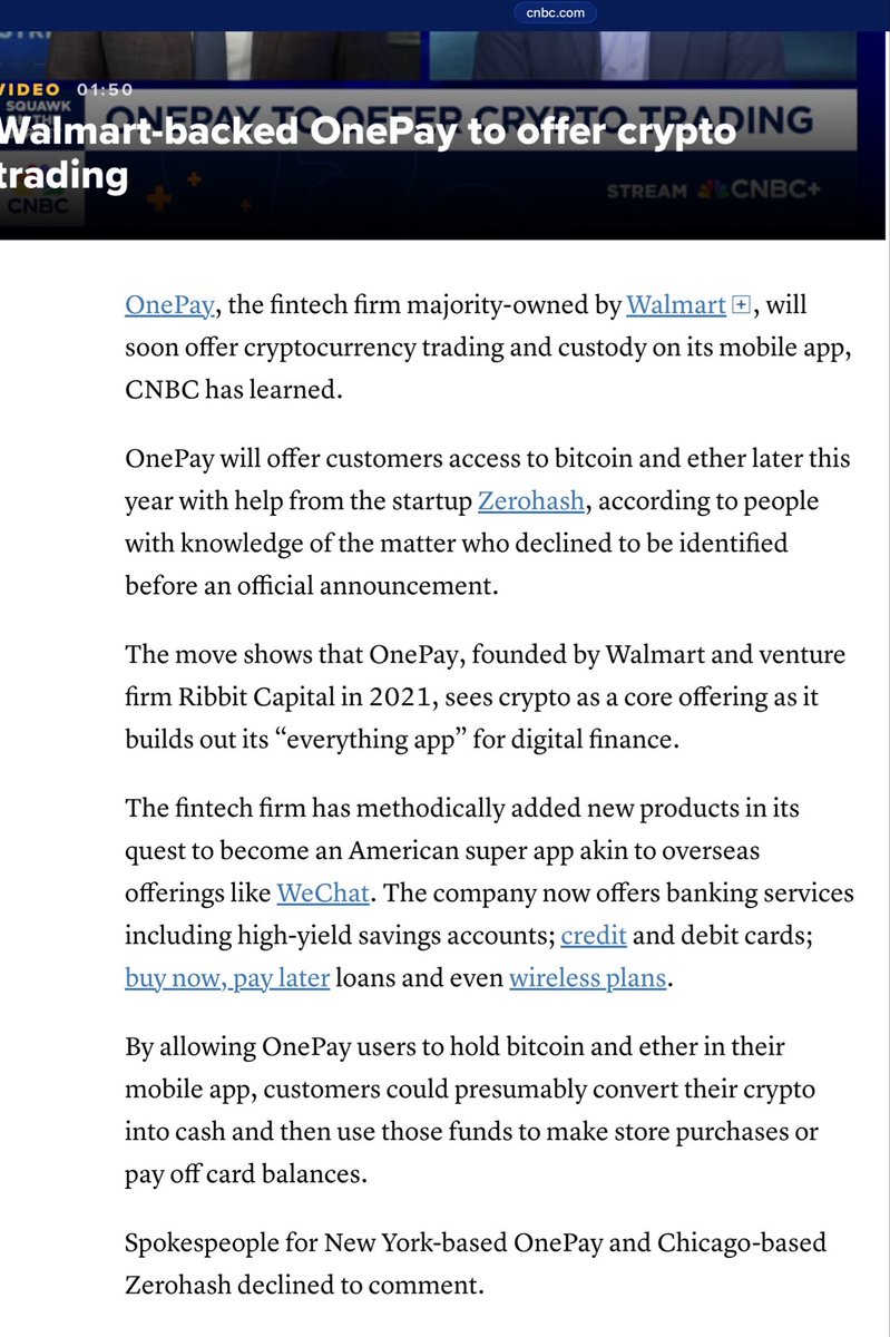 The Walmart OnePay crypto deal is with a company called ZeroHash. Guess  what ZeroHash is using as a stablecoin. RLUSD. // XRP