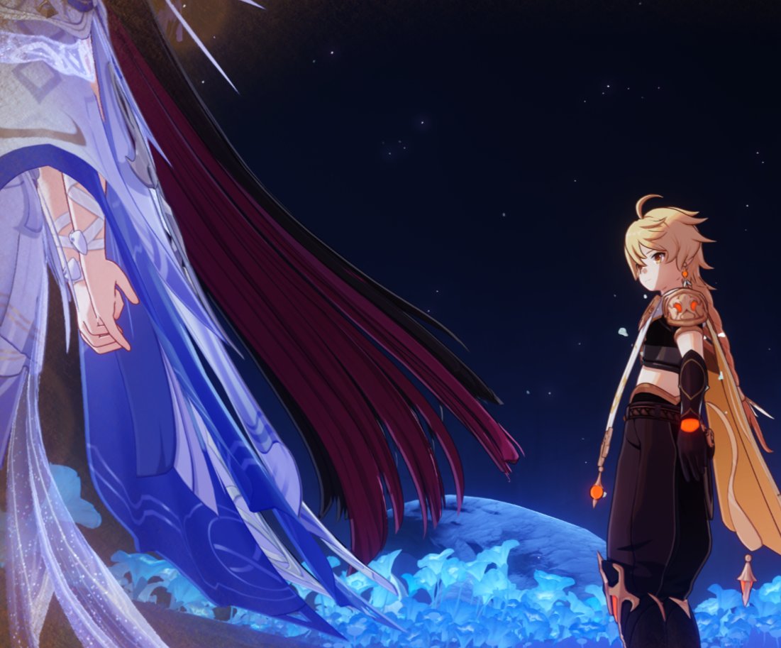 UTAKSMXZ's tweet image. Oh, the hand position behind the back...
#Aebina #Aetherbina #Aether #Columbina