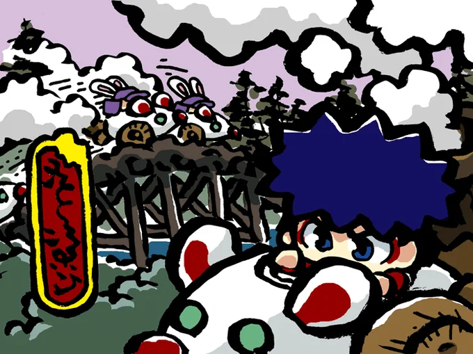 がんばれゴエモンのイラスト描く。ねずみぐるま。