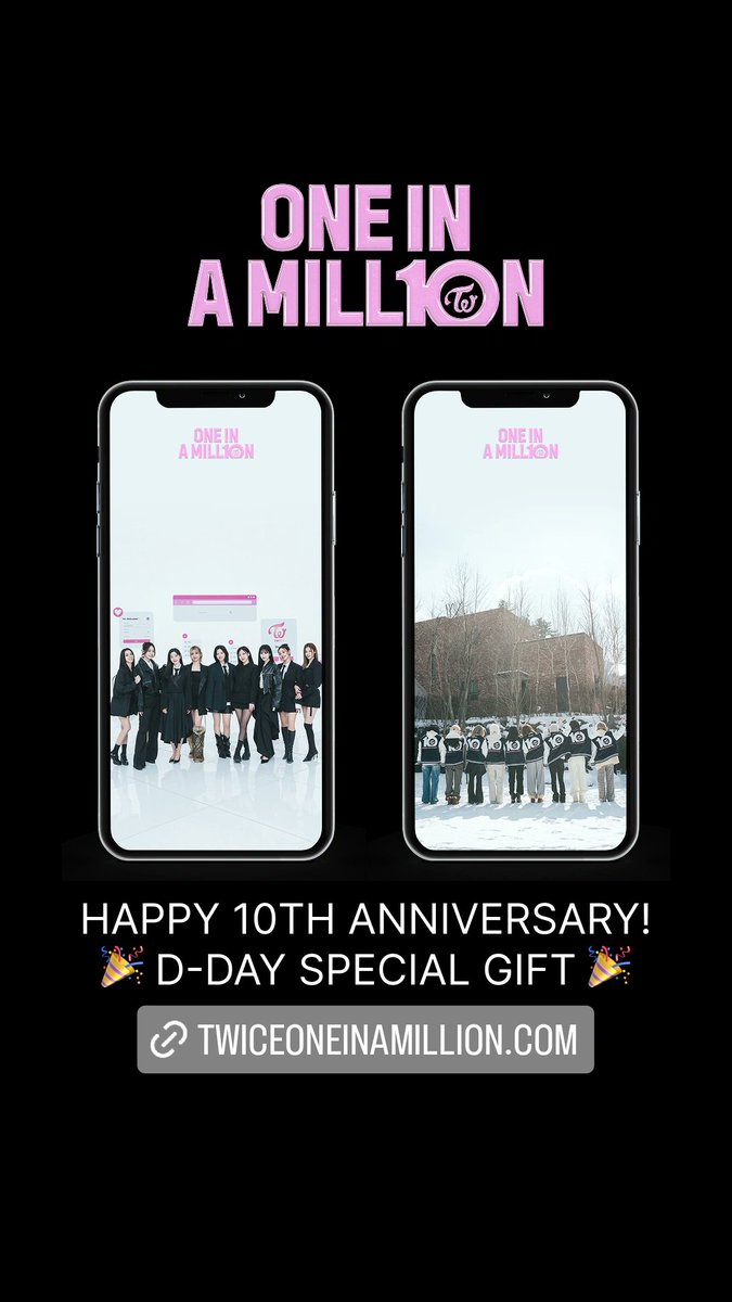 CGV_FanSupport's tweet image. HAPPY 10TH ANNIVERSARY!
&lt;ONE IN A MILL10N&gt;
🎉 D-DAY SPECIAL GIFT 🎉
🔗twiceoneinamillion.com