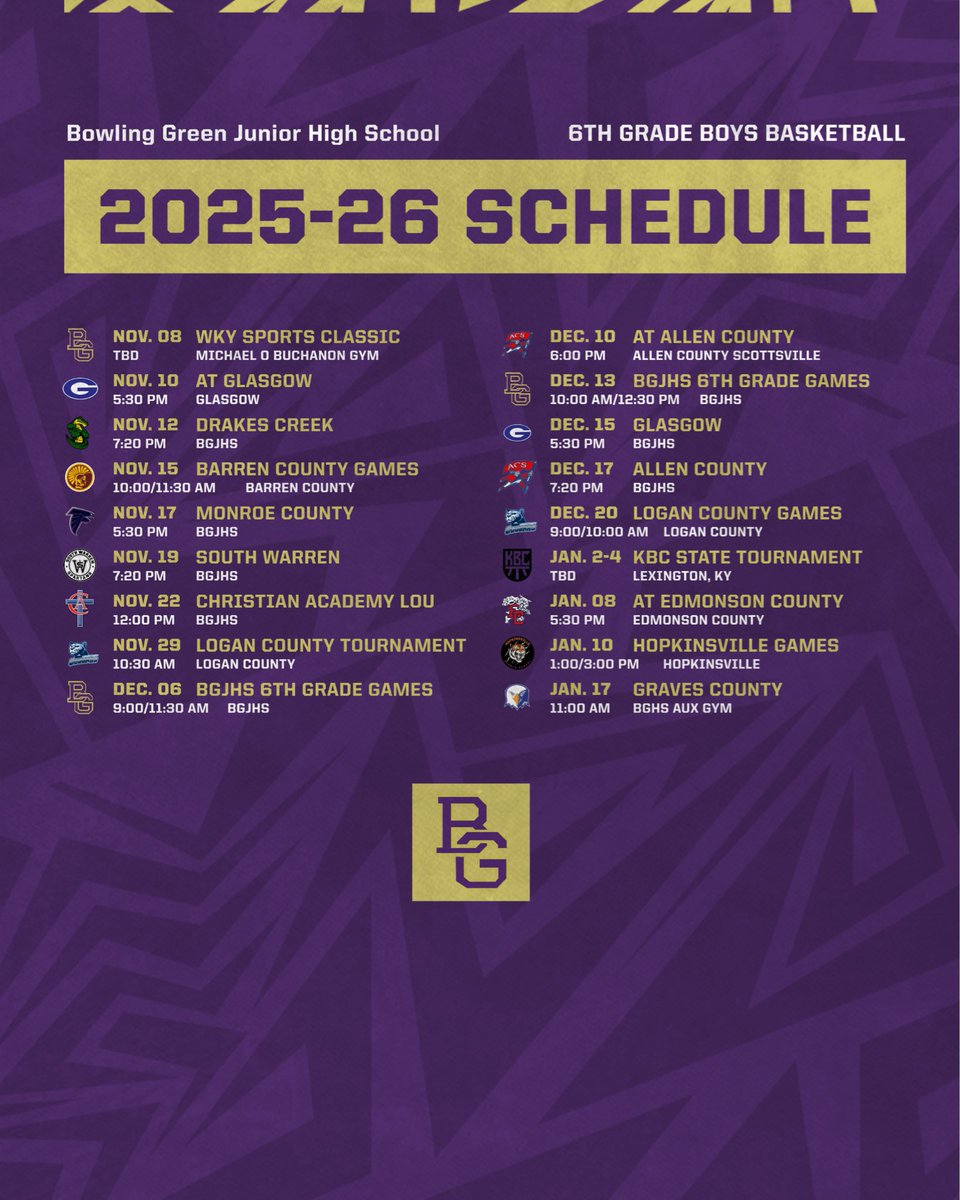 BGJHSBoysHoops's tweet image. 2025-26 Game Schedules