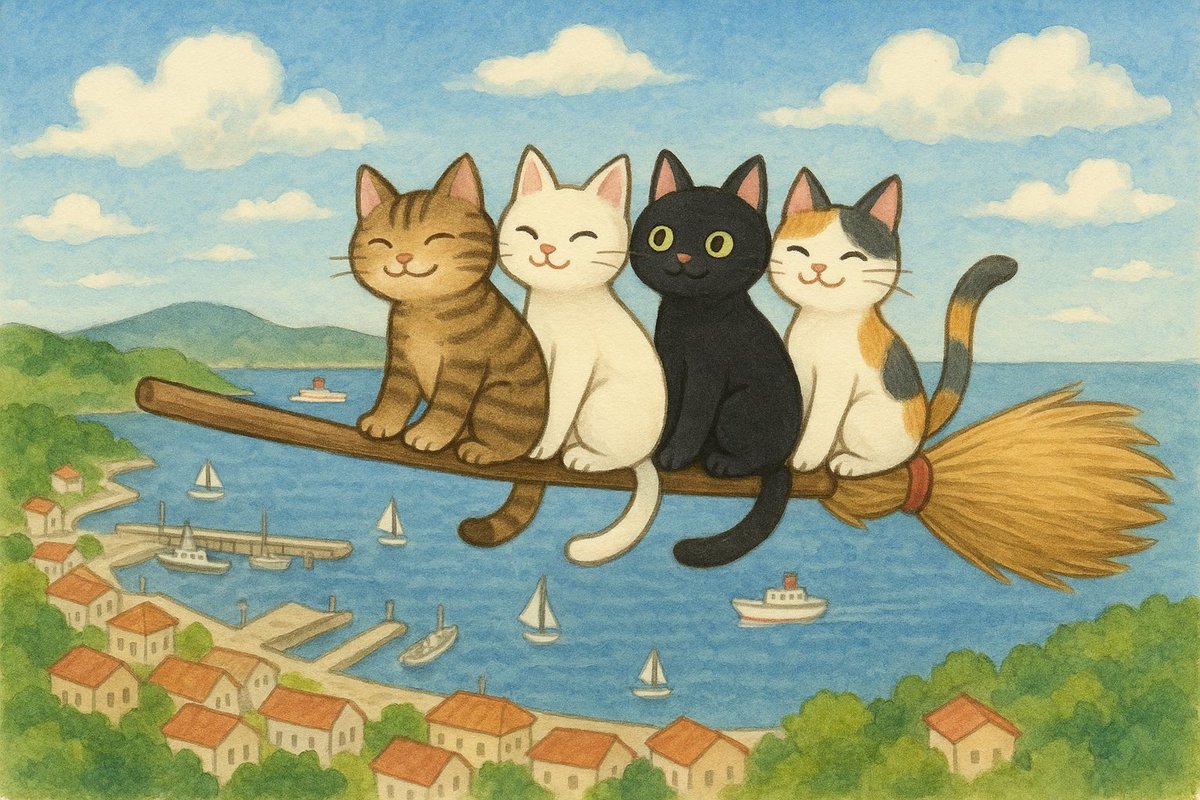 AIピクターズ今日のお題「魔女のほうき」
空を飛ぶ猫さん
#Aipictors #AIイラスト︎ #AIart #ねこ #猫