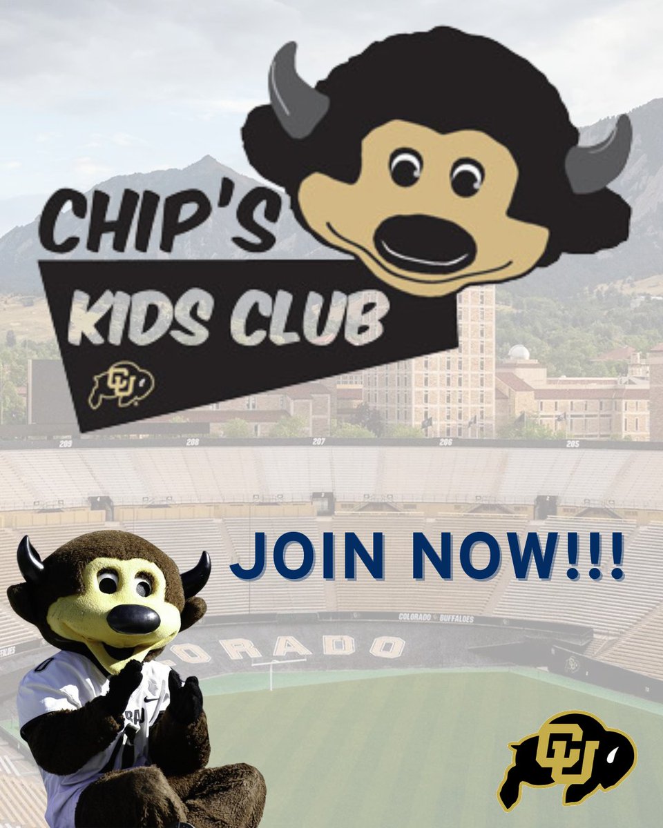 Chip’s Kids Club is the ultimate avenue for enthusiastic young Buff fans!✨🦬 

Membership is open to all children aged 12 and under, granting them access to offers that are unavailable to anyone else.

Go check it out!✅ 

#SkoBuffs <a href="/CUBuffsKids/">CU Buffs Kids</a>

cubuffs.com/sports/2014/7/…