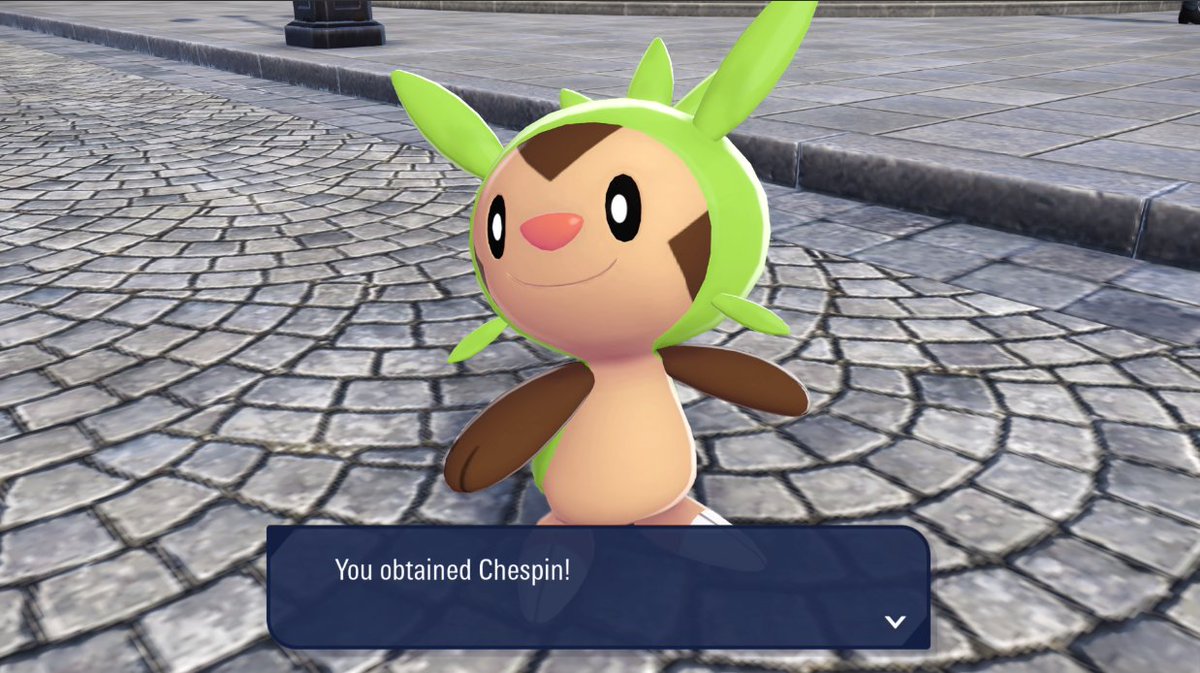 Was doing side quests, accidentally found Chespin LOL 

Bet :)