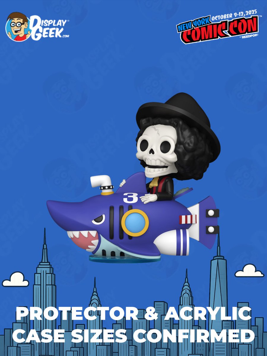 DisplayGeek's tweet image. #NYCC Exclusive protector size confirmed and available now: Pop! Rides Brook with Shark Submerge (In 0.60mm Protector OR 3mm Custom Acrylic Case!) 
#DisplayGeek #Funko #FunkoPops #PopProtector #NYCC2025 #NewYorkComicCon #ComicCon #OnePiece #Anime