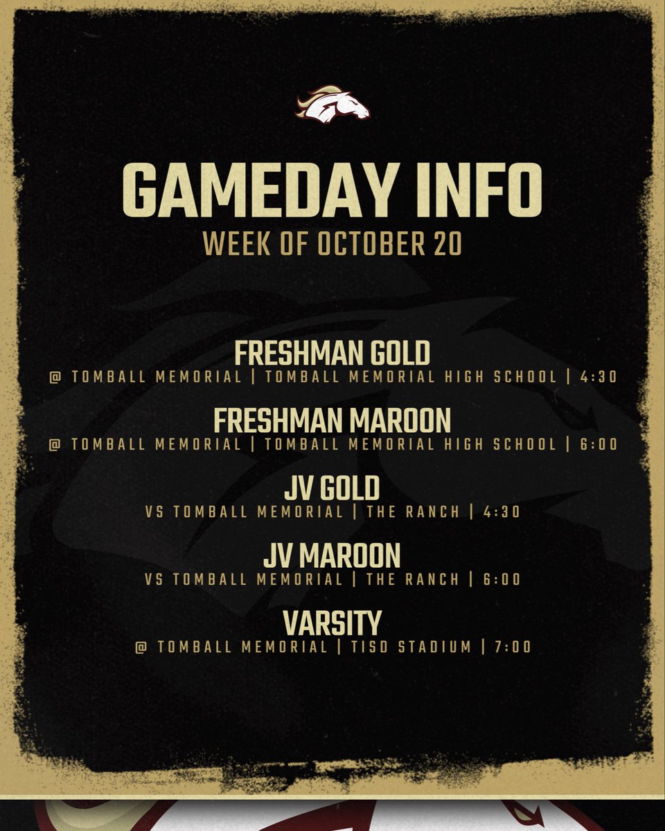 Week at a Glance and Game Day Info! #WAG #TTW #GID <a href="/MagISDAthletics/">Magnolia ISD Athletics</a> <a href="/Jmorley36/">Jason Morley</a> <a href="/west_mustangs/">Magnolia West Mustangs Football Booster Club</a>