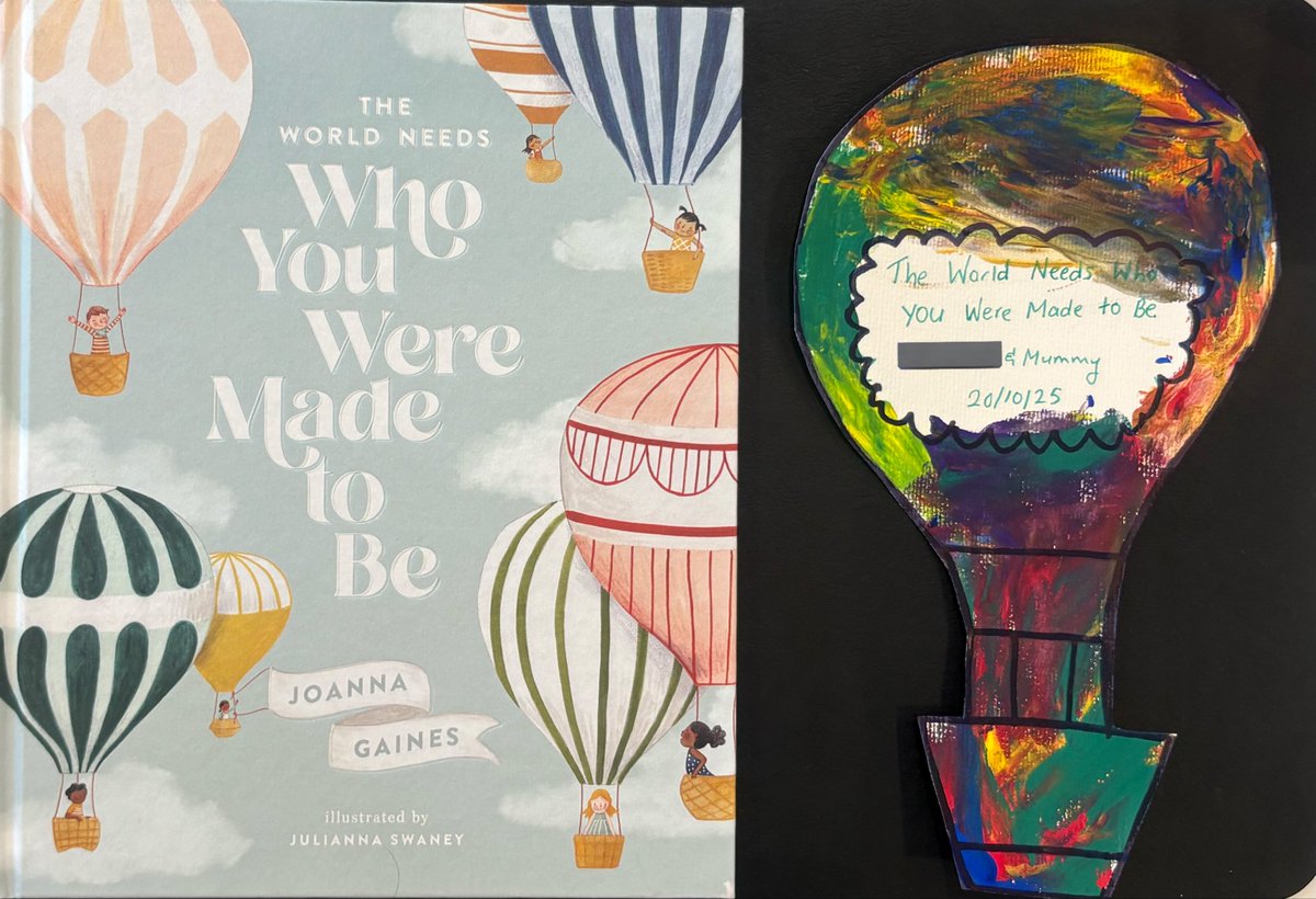 Transformed my 4 month old son’s hand &amp; finger painting into a hot air balloon inspired by his favourite book ‘The World Needs Who YOU Were Made to Be!’ Combination of art, sensory &amp; reading. 📖🎨🖌️