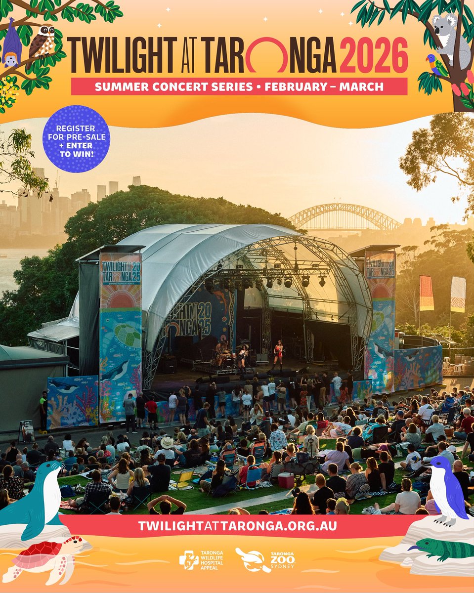 📣 TWILIGHT AT TARONGA 2026 SUMMER CONCERT SERIES IS COMING!

Full line-up drops this Thurs, 23 Oct!

We’re beyond excited to once again bring you world-class live music, Sydney Harbour views, and the power to protect Australia’s iconic wildlife.

Twilightattaronga.org.au