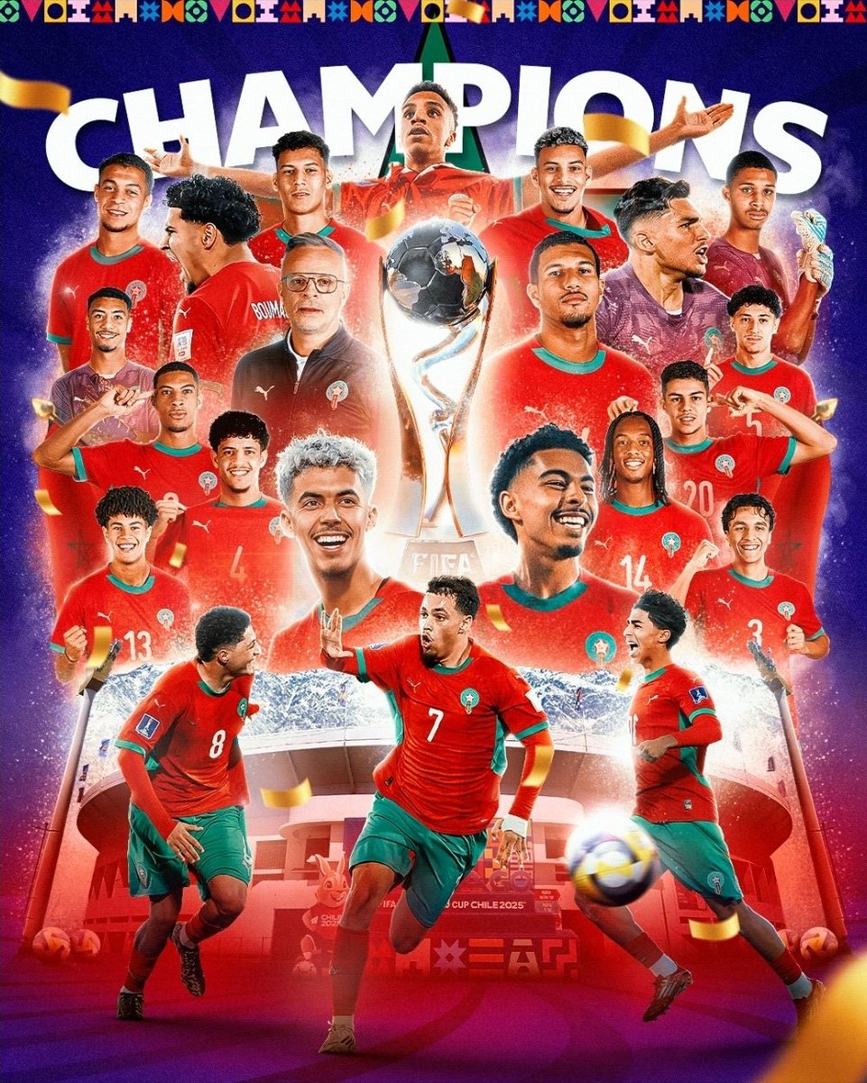 صورة بألف كلمة.

المملكة المغربية توقع مجددا 
في كتاب التاريخ الذهبي بمداد الفخر والتألق

#FIFAWorldCup 
#المملكة_المغربية 
#FIFAU20WC