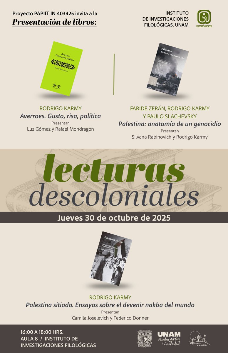 Presentaciones de libros en Filológicas, 29 y 30 de octubre de 2025  ¿Nos ayudan a difundir? ¿Nos acompañan?