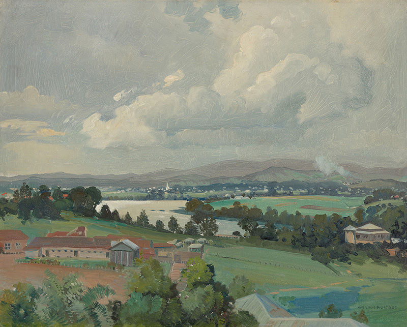 Delve into the #QAGOMA Collection. Think you know your way around #Brisbane… does this 1940s landscape look familiar? Hint: Can you recognisable the white church spire? Answer &gt; brnw.ch/21wWKPz On display. Free entry