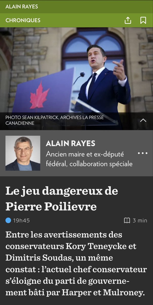 Quand même les anciens stratèges de Harper tirent la sonnette d’alarme, c’est qu’il y a un vrai malaise. Ma nouvelle chronique « Le jeu dangereux de Pierre Poilievre! » 👉🏻  linktr.ee/alain.rayes <a href="/LP_LaPresse/">La Presse</a>