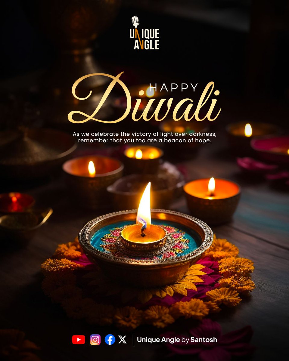 ✨ Happy Diwali 🪔
Not just lights outside — let’s celebrate the light within: kindness, clarity &amp; connection.

Wishing everyone peace, growth &amp; new beginnings that shine all year. 🙏🙏

Yours, 
Santosh
#HappyDiwali #FestivalOfLights #UniqueAngleBySantosh
