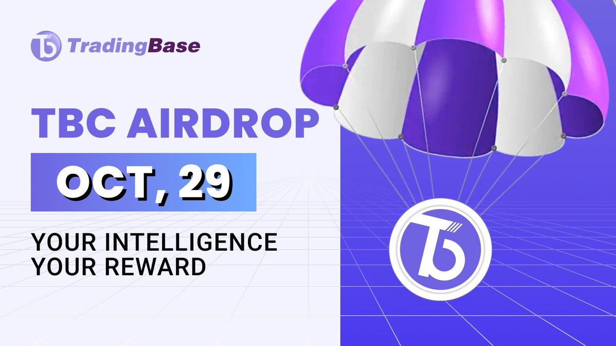 TradingBaseAI's tweet image. 🚀 TBC Airdrop Incoming!

Get ready — on October 29, TradingBase.AI will officially launch the TBC Airdrop Event! 🎁

🎯 Earn rewards through active participation, AI prediction, and strategy engagement.

💡 The smarter you trade, the more you earn.

🔗 Stay tuned on…