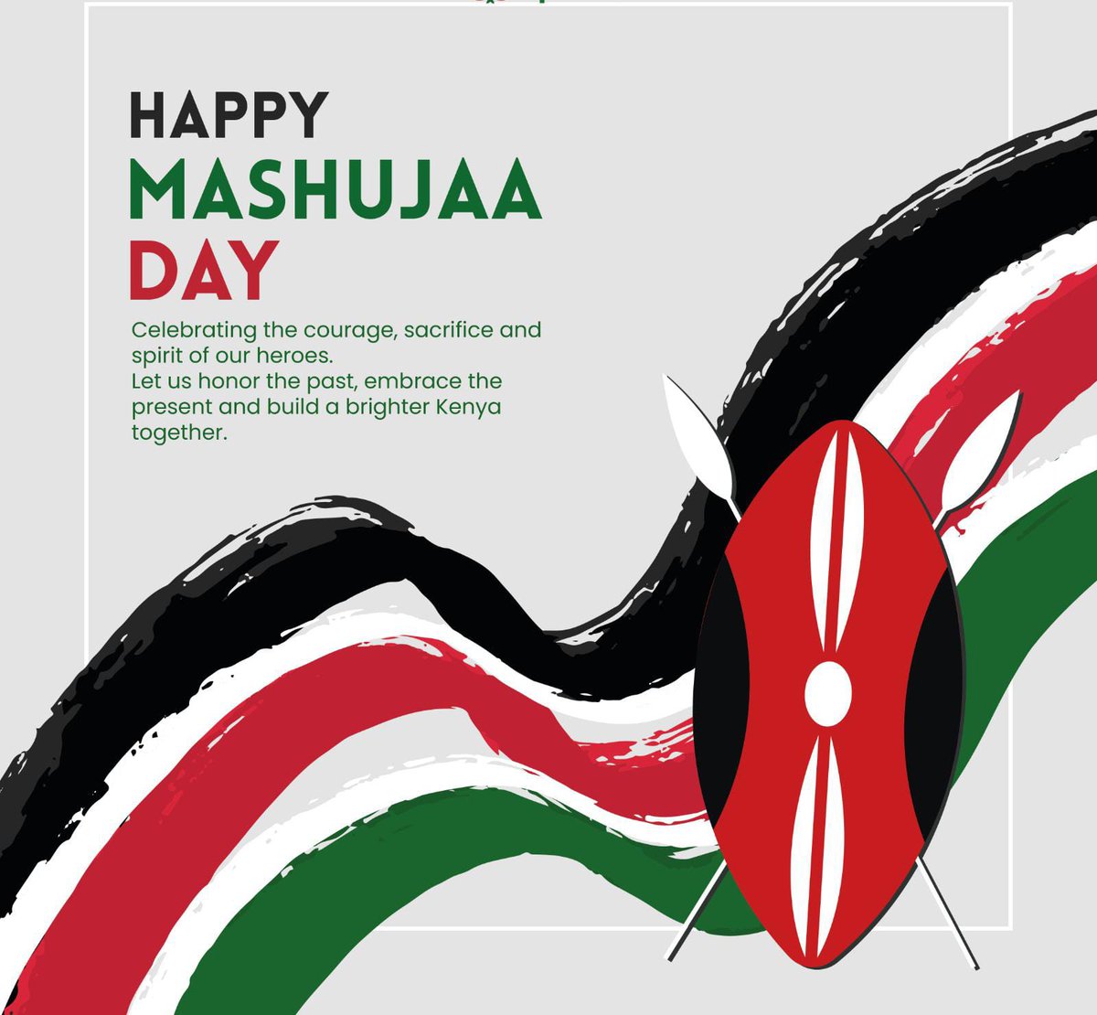 Dear Modernite,

Today we celebrate you as our shujaa for all what you are doing to make our country Kenya a great and prosperous nation, not just for today's generation but also for future ones. 

HAPPY MASHUJAA DAY.