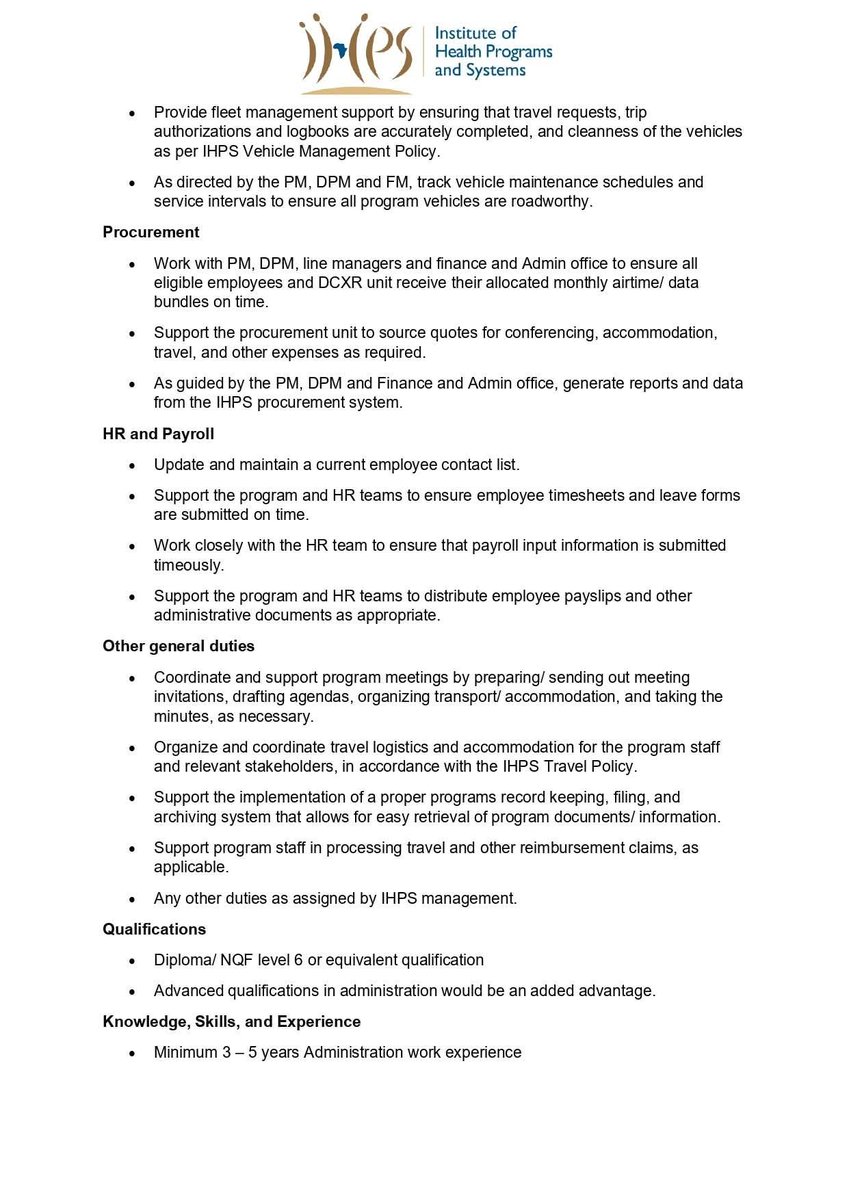 mr_Tebsza's tweet image. Admin Assistant x3 posts
Finance Officer
Institute of Health Programs and Systems (IHPS)
22 October 2025