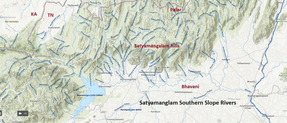 TNGeography's tweet image. Due to heavy rainfall in the Sathyamangalam hills, Gunderipallam(0.1 TMC) and Perumpallam(0.11 TMC) dams are full, many streams from Sathyamangalam foothills are flowing full to reach Bhavani river.