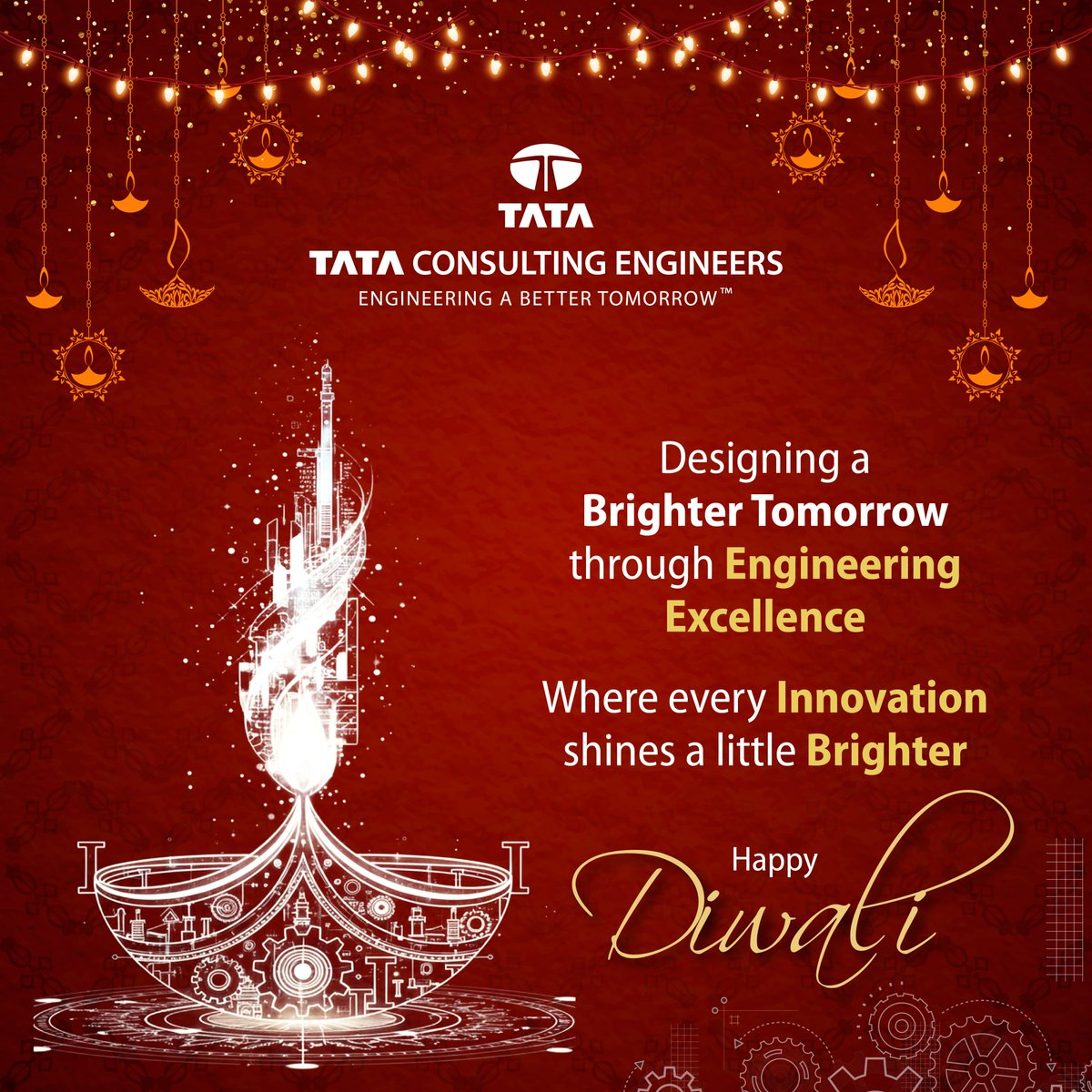TCEConnect's tweet image. Tata Consulting Engineers (#TCE) wishes you and your loved ones a Diwali filled with light, joy, and hope. 

The festival reminds us that light triumphs over darkness and hope over despair. It&apos;s also a moment to celebrate the values that guide us: integrity, teamwork, and…